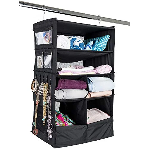 Suitcase Organizer | Durable Portable Travel Packing System Hanging Luggage Cube (Black)